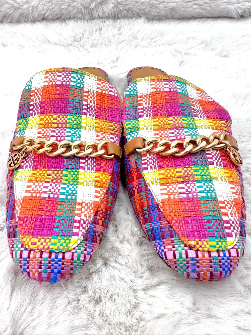 Tory Burch Mini Benton Loafer Slide Mule Flats Multicolor Charm Size 11 - Picture 6 of 11